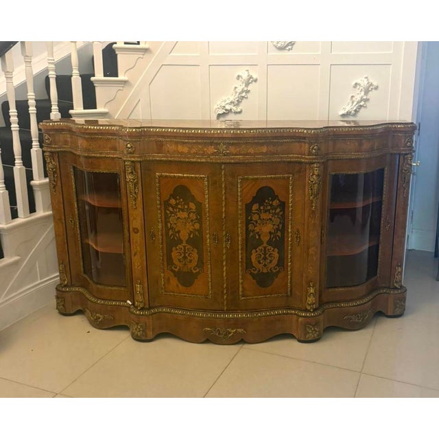 Antique Serpentine Marquetry 4-Door Credenza, 1860s For Sale - Image 18 of 18