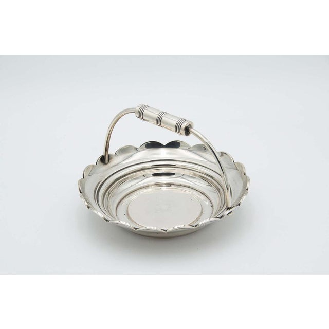 Silver Fruit Bowl with Fixed Beaded Handle For Sale - Image 4 of 4