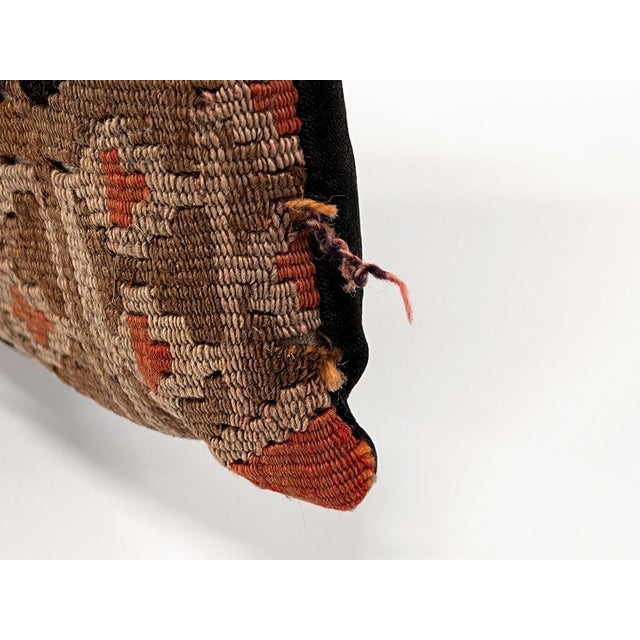Vintage Turkish Kilim Pillow | Handwoven Wool Decorative Cushion | 14 in X 14.5 In For Sale - Image 9 of 12