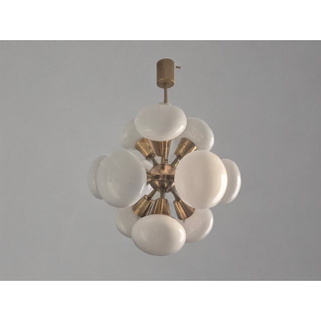 Mid-Century Sputnik Chandelier in Brass and Glass from Kamenický Šenov, Czech, 1960s, in Very Good conditions. Designed...