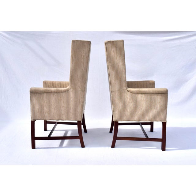 Wood 1970s Vintage Hickory Wingback Dining Chairs With New Velvet Seats For Sale - Image 7 of 9
