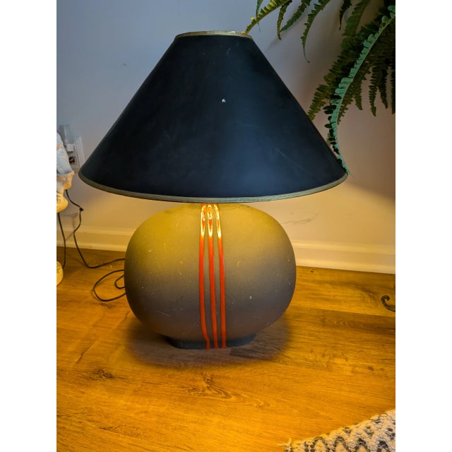 Mid-Century Modern 1970s Mid Century Sunset Cosco Lamp Grey Flaming Red For Sale - Image 3 of 12