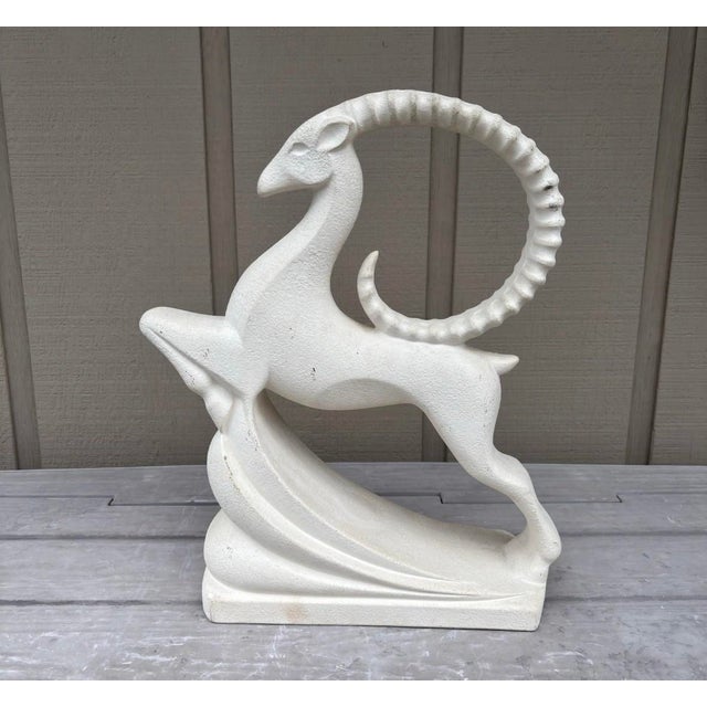 Mid 20th Century Haeger Leaping Gazelle Textured Ceramic Figurine Statue 19” For Sale In Chicago - Image 6 of 8