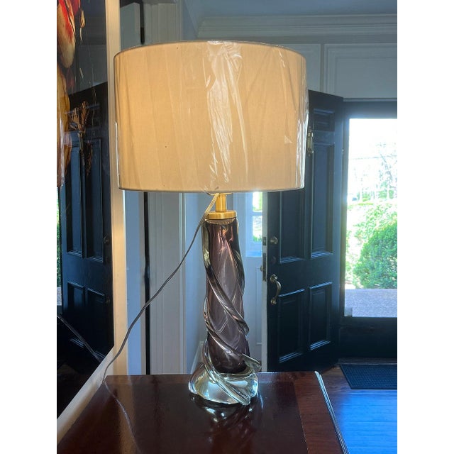 Mid-Century Modern Mid-Century Modern Amethyst Glass Lamp For Sale - Image 3 of 3