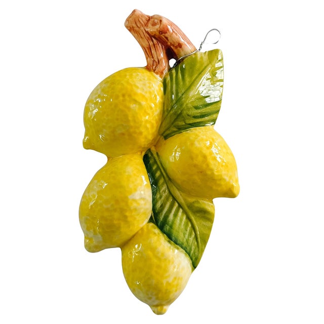Vintage-Style Italian Majolica Lemon Wall Plaques by Bassano Del Grappa Ceramiche - Pair For Sale - Image 12 of 13