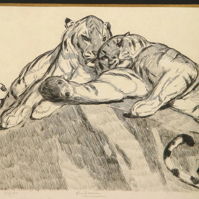 1930s Paul Jouve Tigers Au Repose (Tigers Resting) Circa 1930 For Sale - Image 5 of 9