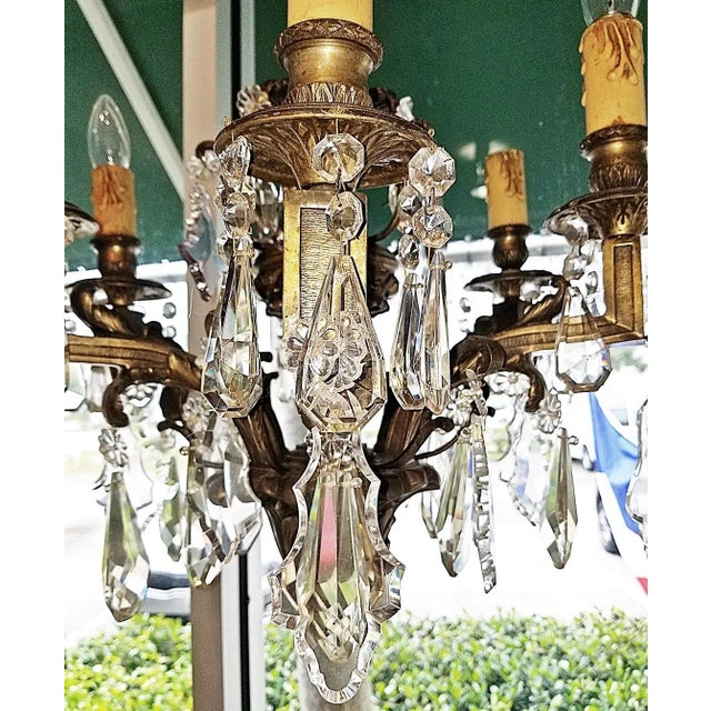 Late 19th Century French Nickel on Bronze Crystal Chandelier Fixture For Sale In West Palm - Image 6 of 10