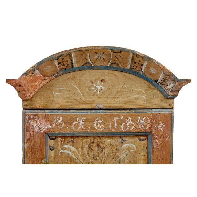 Red Hand-Painted Swedish Pine Wall Cabinet, 1840s For Sale - Image 8 of 9