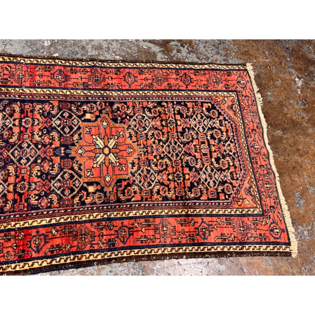 Navy Blue 3 Ft 1 in × 4 Ft 4 in Persian Hand-Knotted Wool Accent Rug, Vintage For Sale - Image 8 of 12