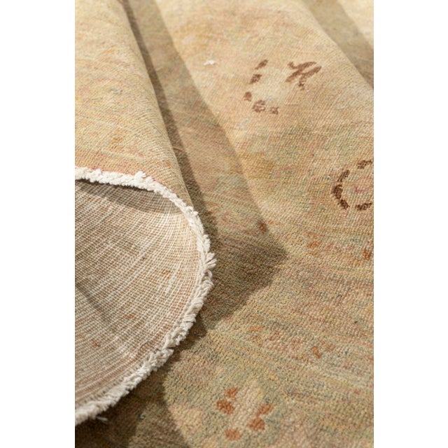Traditional Antique Circa 1920 Tan Meshad Hand Knotted Rug 9'11 X 13'2 For Sale - Image 3 of 12