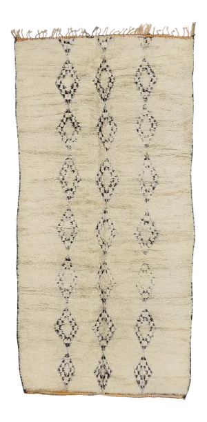 Vintage Berber Beni Ourain Moroccan Rug - 06'09 X 13'10