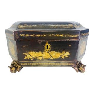 Mid 19th Century Chinese Hand Painted Tea Caddy. For Sale