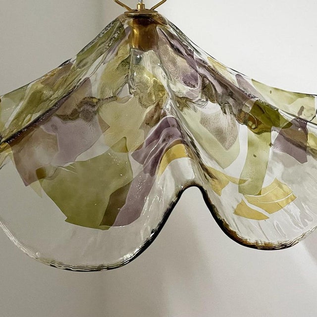 Purple, Green and Yellow Murano Glass Pendant from VeArt, 1980s For Sale - Image 9 of 17