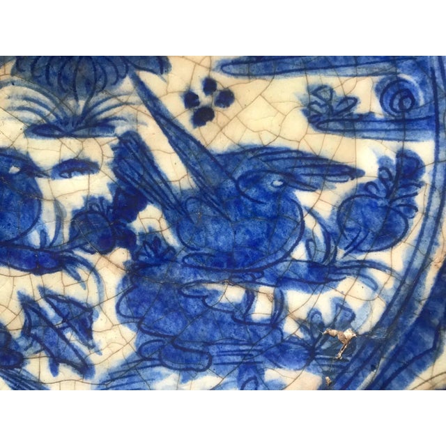 16th Century 16th Century Persian Islamic Safavid Blue and White Dish For Sale - Image 5 of 13