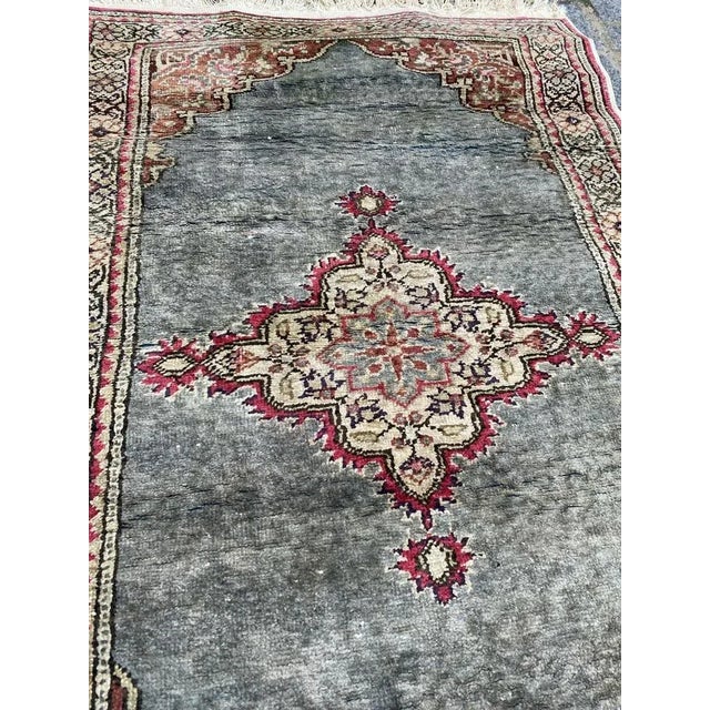 Small Vintage Turkish Kayseri Silk & Cotton Rug For Sale - Image 11 of 16