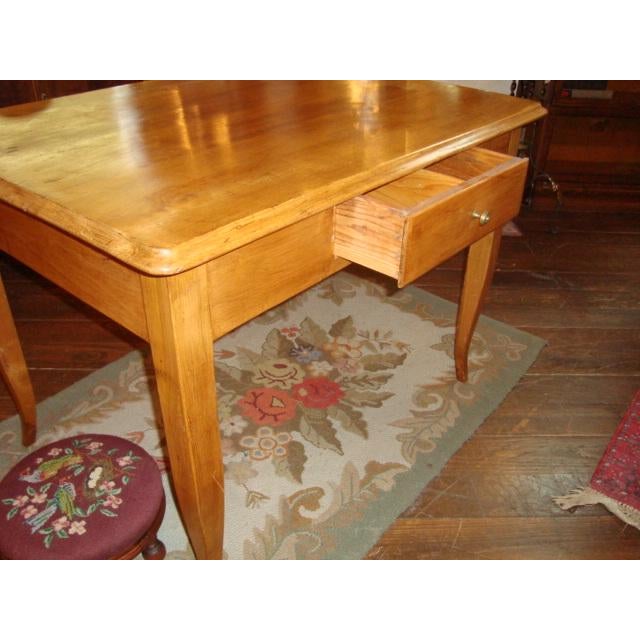 French Farm Table or Table Desk With One Drawer, Fruitwood, Circa 1850, W 43in. For Sale - Image 4 of 4