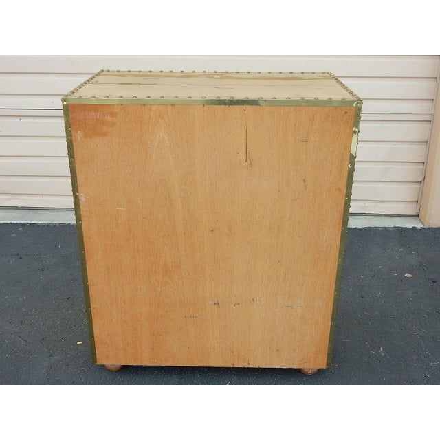 Wood Vintage Brass Clad Chest of Drawers by Sarreid of Spain For Sale - Image 7 of 11