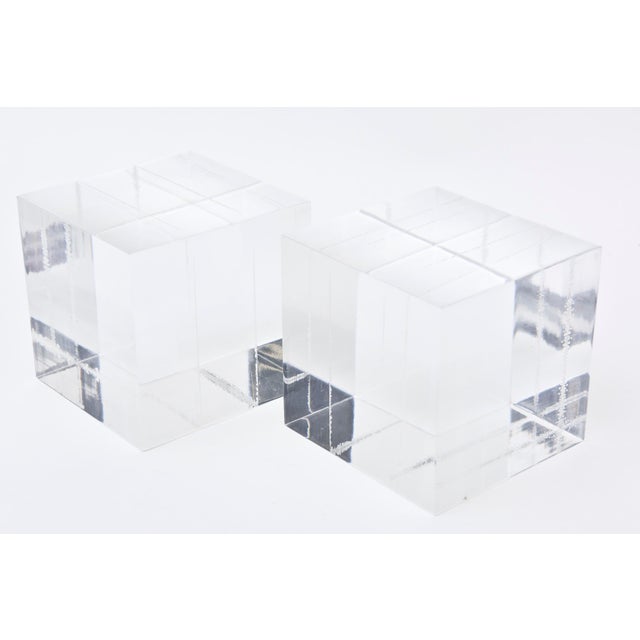 Lucite Square Cube Bookends or Small Pedestals Pair of Vintage | Chairish