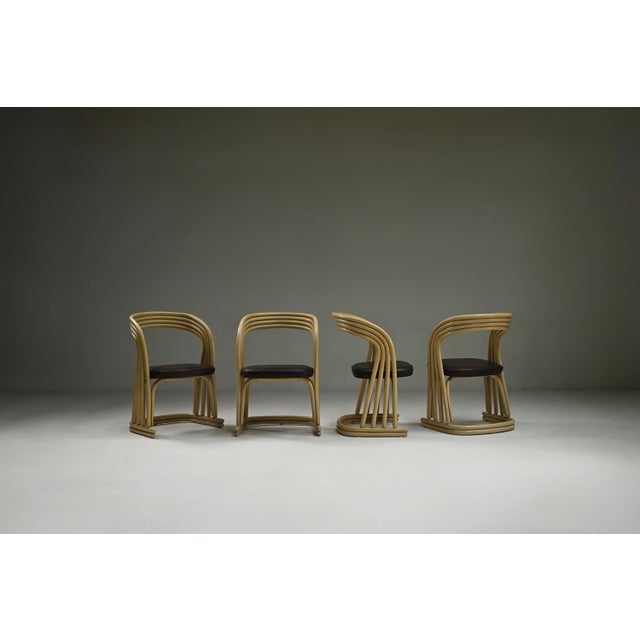 Mid-Century Modern Rattan Dining Chairs, Italy, 1980s, Set of 4 For Sale - Image 3 of 10
