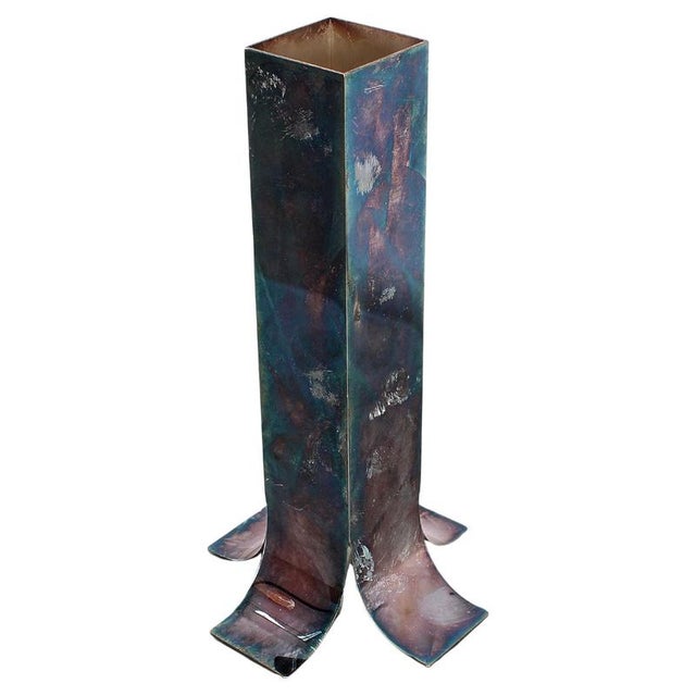 Mid-Century L. Sabattini Mod. Stele Silver-Plated Steel Vase 1963 Italy attributed to Lino Sabattini For Sale - Image 13 of 13