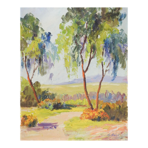 Mid 20th Century Impressionist Eucalyptus Tree Landscape Painting