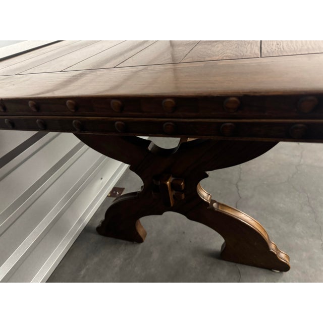 Wood Viking Oak Mid 20th Century Arts & Crafts Dining Table Attributed to Romweber For Sale - Image 7 of 12