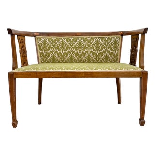 Antique Edwardian Satinwood Inlaid Parlour Salon Sofa, Early 20th Century For Sale