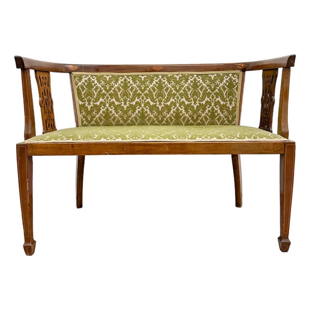 Antique Edwardian Satinwood Inlaid Parlour Salon Sofa, Early 20th Century For Sale