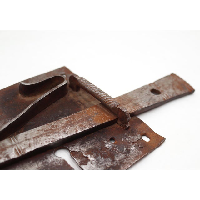 Late 18th Century 18th Century Hand Forged Wrought Iron Door Rim Lock For Sale - Image 5 of 8