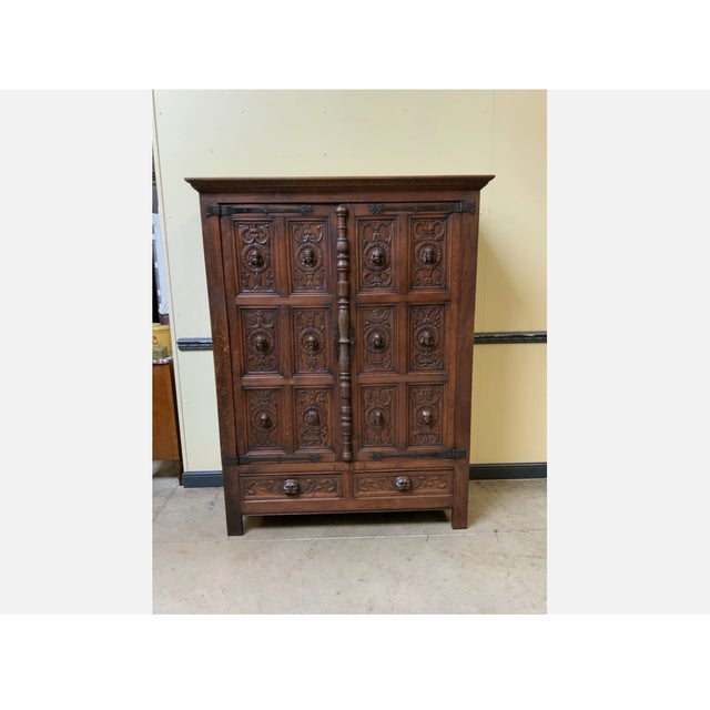 Antique Neo-Gothic Wardrobe with Linen Compartment, 1915 For Sale - Image 11 of 11