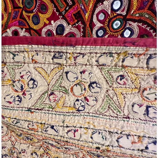 1920s Antique 1920s Indian Gujarati Embroidered Tree of Life Wall For Sale - Image 5 of 6