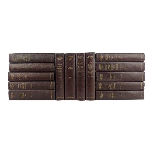 Vintage 1960 Blackstone Modern American Law Books – 14-Volume Burgundy & Gilt Library Set For Sale
