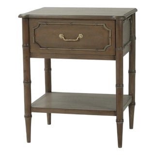 Dark Finish Faux Bamboo Hollywood Regency End Table For Sale