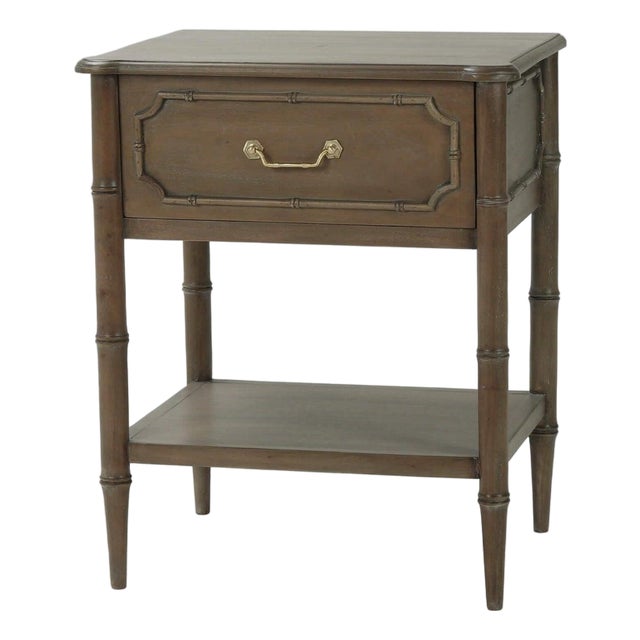 Dark Finish Faux Bamboo Hollywood Regency End Table For Sale