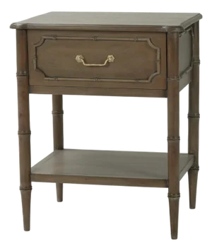 Dark Finish Faux Bamboo Hollywood Regency End Table