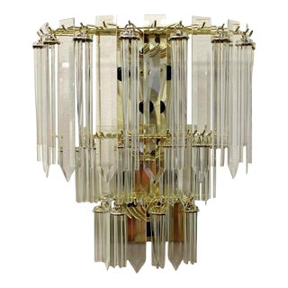 1970s Mid Century Modern Italian Murano Brass and Glass Wall Sconce For Sale
