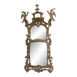 1960s La Barge Pagoda Style Chinoiserie Mirror Flanked by Two Phoenix Birds For Sale
