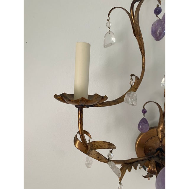 Vaughan Lighting Rock Crystal Wall Light in Gilt Finish, 3 Arms - A Pair For Sale - Image 9 of 9