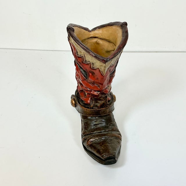 Mid 20th Century Mid-Century Rustic Western Americana Cowboy Boot Planter Vase For Sale - Image 5 of 11