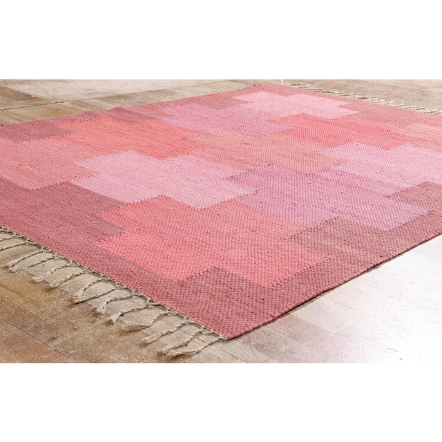 Pink Vintage Swedish Rollakan Rug, 05'07 X 07'09 For Sale - Image 8 of 12