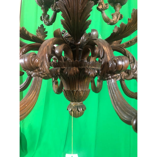 Vintage Italian Hand Carved 2 Tier Chandelier With 12 Lights For Sale - Image 4 of 13