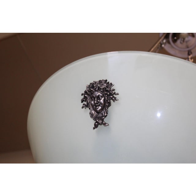 Mid-Century Modern 1990s Mid-Century Modern/Deco Style All Glass Chandelier Bronze Appliques For Sale - Image 3 of 18