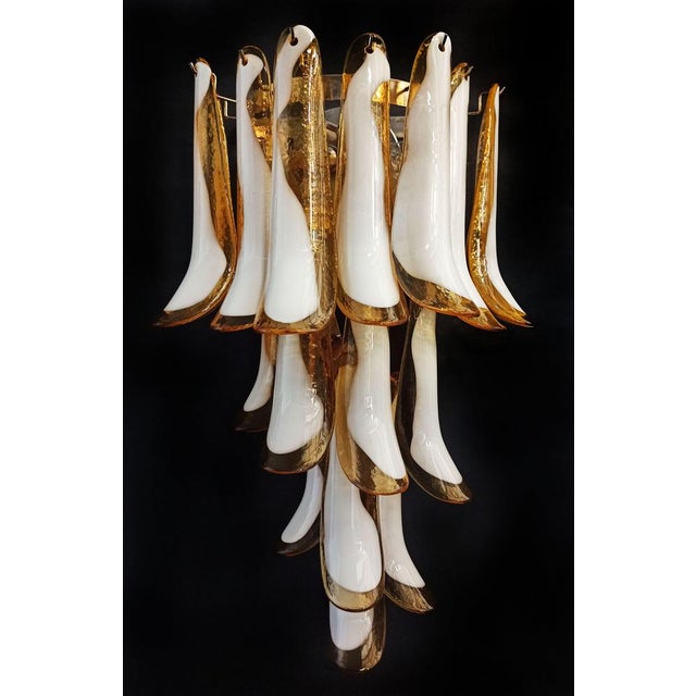 Vintage Italian Murano Wall Lights with 16 Caramel and Lattimo Glass Petals, 1979, Set of 2 For Sale - Image 12 of 16