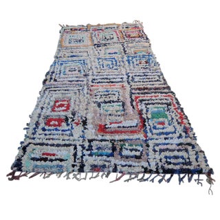 Vintage Boho Moroccan Boucherouite Rug - 4' x 7' For Sale