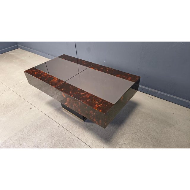 Vintage Hidden Bar Coffee Table with Miror by Eric Maville and Jean Claude Mahey, 1970s For Sale - Image 6 of 10