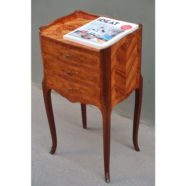 French Antique Louis XV Style Side Table Nightstand For Sale - Image 9 of 11
