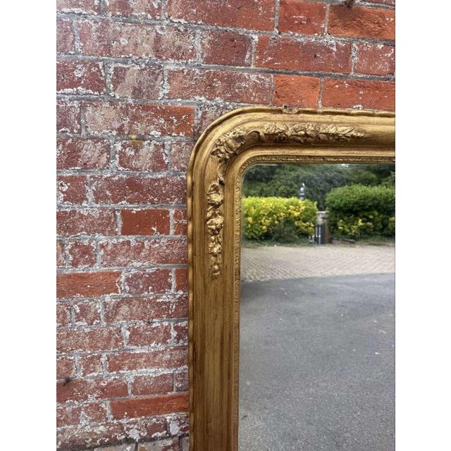 Glass Antique English Arched Top Gilt Overmantle Mirror For Sale - Image 7 of 9