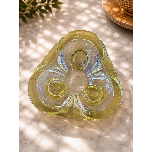 Mid-Century Modern Vintage Chřibská Czech Amber & Clear Art Glass Sculptural Bowl Attributed to Josef Hospodka For Sale - Image 3 of 4
