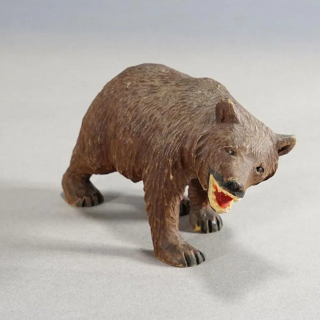 1950s Vintage Wooden Strolling Bear, Brienz, 1950s For Sale - Image 5 of 8