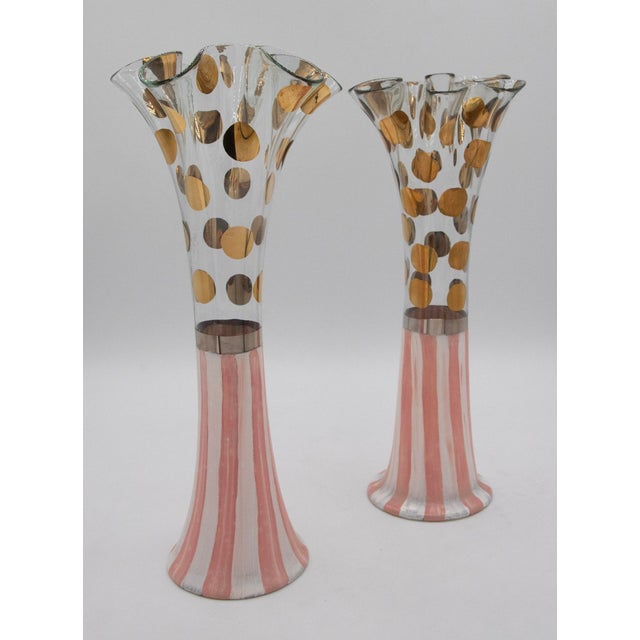 Modern Late 20th Century Mackenzie Childs - Vases - Set of Two - 11" For Sale - Image 3 of 5